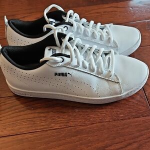 Puma Smash Womens Leather White Athletic Sneaker Shoes Sz 8